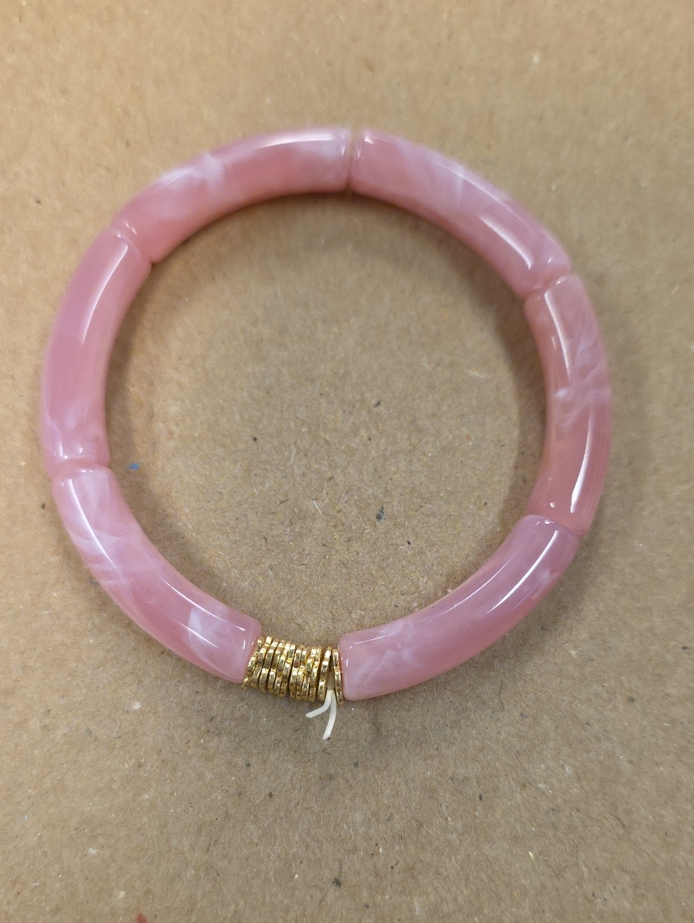 21 DESIGNS Pink Resin Bangle with Gold Accent Rings